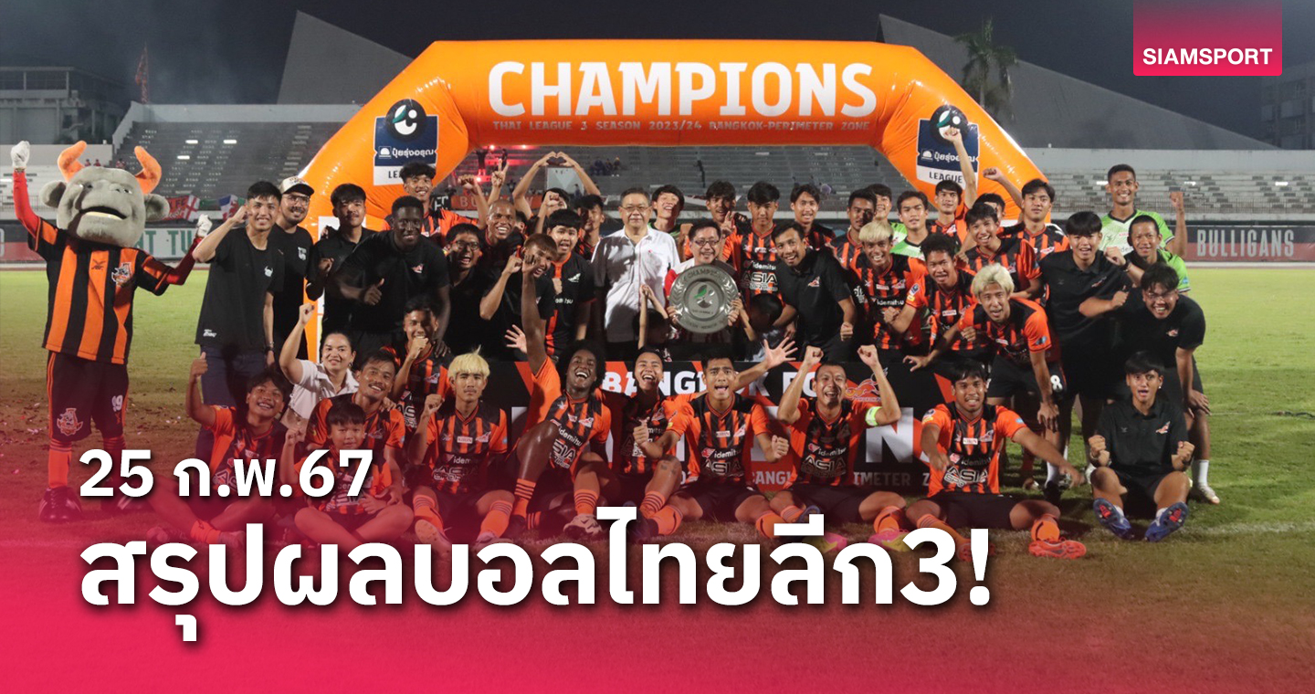 บางกอก เอฟซี ผงาดแชมป์โซนเมืองหลวง-สรุปผลไทยลีก 3 นัดสุดท้ายรอบแบ่งโซน