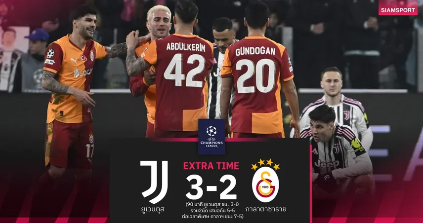 เกือบสร้างปาฏิหาริย์! ยูเวนตุส ถล่ม 3-0 พ่ายต่อเวลา กาลาตาซาราย รวม 5-7 ร่วง UCL