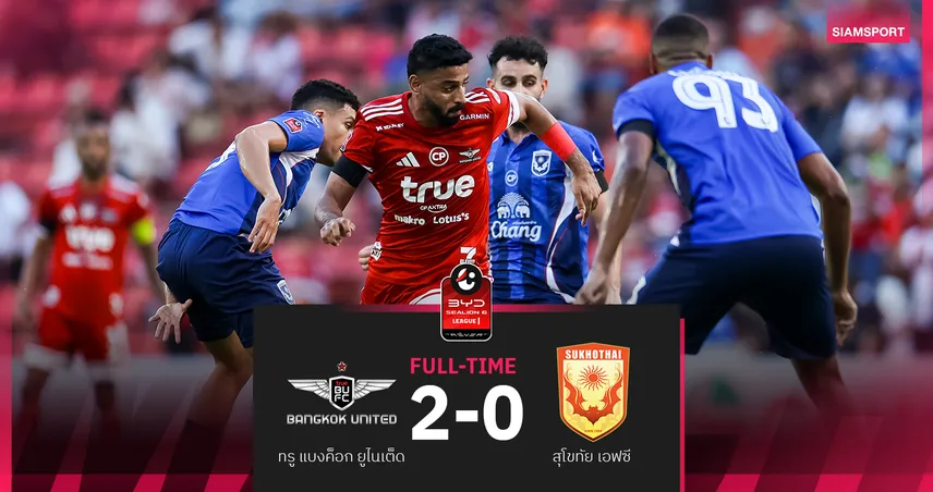 ทรู แบงค็อก เปิดรังทุบ สุโขทัย 2-0 ฐิติพันธ์ ซัดเบิ้ล ศึก BYD SEALION 6 ลีกหนึ่ง