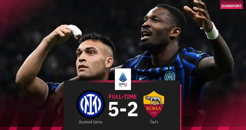 ผลบอล อินเตอร์ 5-2 โรม่า : เลาตาโร่เบิ้ล! งูใหญ่ไล่ยำนำฝูงเซเรีย อา 9 แต้ม