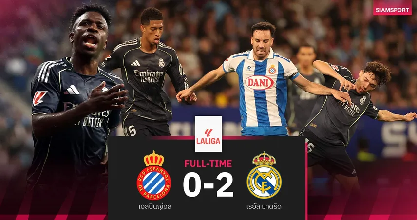 ผลบอล เอสปันญ่อล 0-2 เรอัล มาดริด: ชี้ชะตาเอล กลาซิโก้! ราชันเบรกปาร์ตี้ฉลองแชมป์บาร์ซ่า