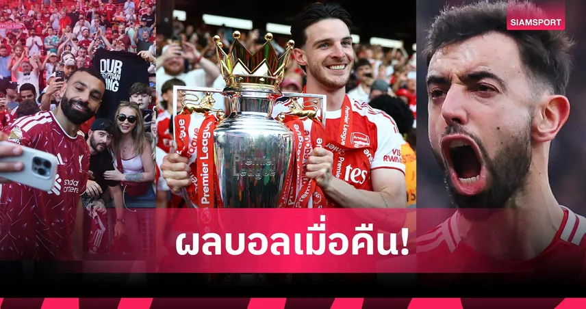 สรุปผลบอล (24 พ.ค. 69) : อาร์เซน่อลฉลองแชมป์พรีเมียร์ลีก, ลิเวอร์พูลอำลาซาลาห์, บรูโน่จารึกสถิติใหม่