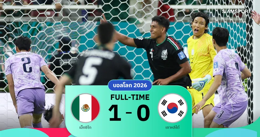 ผลบอล เม็กซิโก 1-0 เกาหลีใต้! ประตูโสมขาวพลาดหนเดียวโดนลงทัณฑ์ "เม็กซิโก" เก็บ 6 แต้มเต็มลิ่วเข้ารอบ