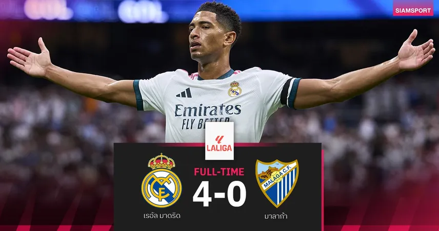 ผลบอล เรอัล มาดริด 4-0 มาลาก้า: "ราชันชุดขาว" เฮ 3 นัดรวด แซงนำฝูงลาลีกา 108659