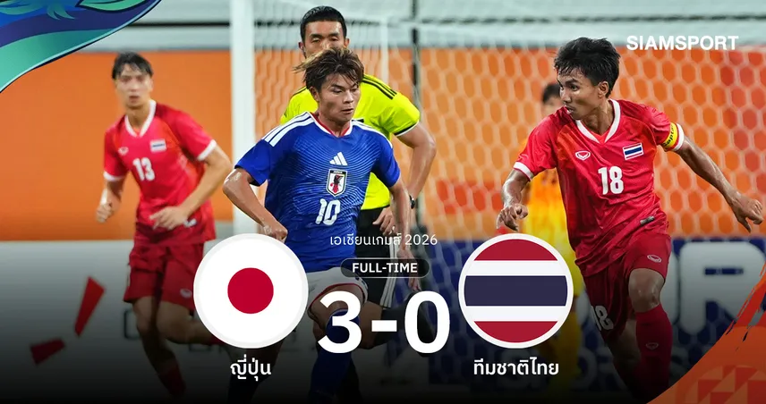 ผลบอล : ญี่ปุ่นรัว 3 ตุงอัด ทีมชาติไทย! ช้างศึกจบรองแชมป์กลุ่มเอ เอเชียนเกมส์