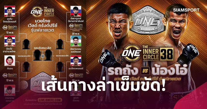 เปิดผังล่าเข็มขัดสีเงิน! แบ่งสายการแข่งขันรอบแรก ONE มวยไทย เวิลด์ กรังด์ปรีซ์ รุ่นฟลายเวต  110050