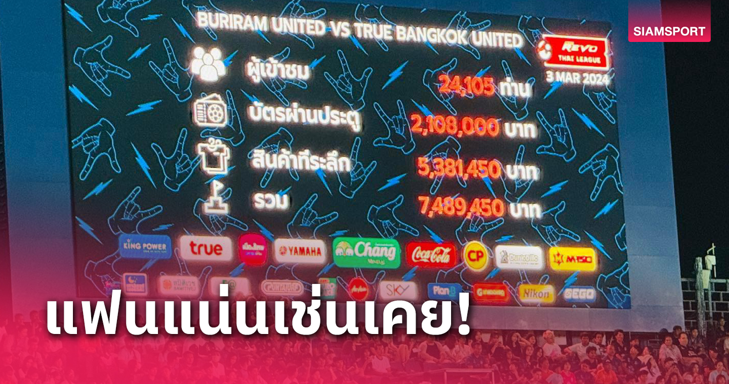 ซูเปอร์บิ๊กแมตซ์ บุรีรัมย์-แบงค็อก คนดู 2.4 หมื่น โกยกว่า 7 ล้านบาท