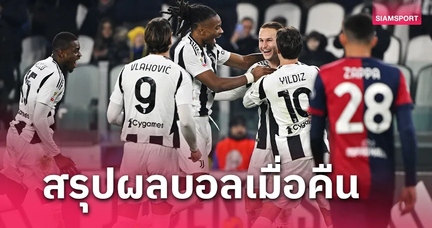 สรุปผลบอล : ยูเวนตุส ลิ่ว โคปปา อิตาเลีย, เชลซี ไล่เบียด มาดริด ชปล.หญิง