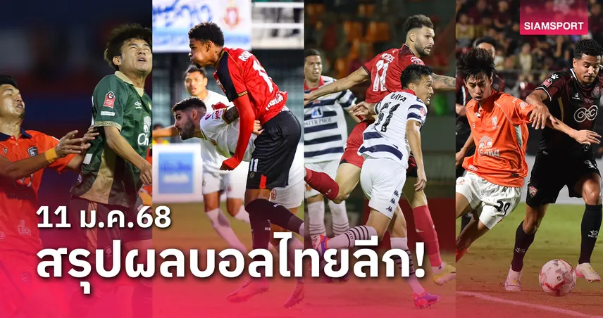 สรุปผลบอลไทยลีก ตารางคะแนน วันเสาร์ที่ 11 ม.ค.68