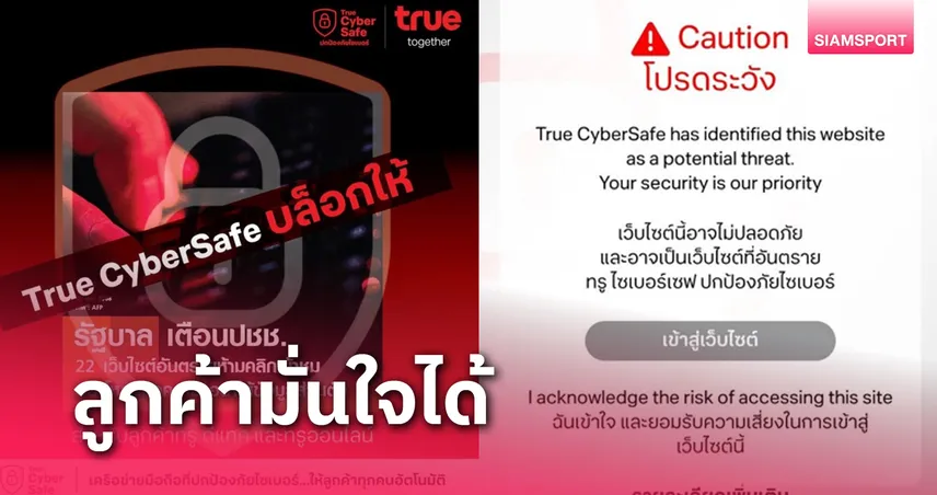 True CyberSafe ปกป้องทันที จาก 22 เว็บไซต์อันตรายที่รัฐเตือนภัย 