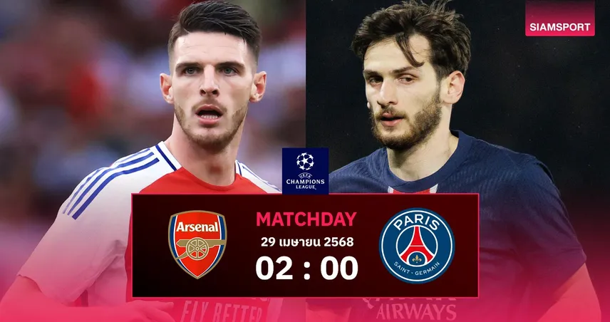 วิเคราะห์บอล อาร์เซน่อล vs เปแอสเช (29 เม.ย. 68) : ปืนใหญ่หวังซ้ำชัยตัดเชือกแชมเปี้ยนส์ ลีก