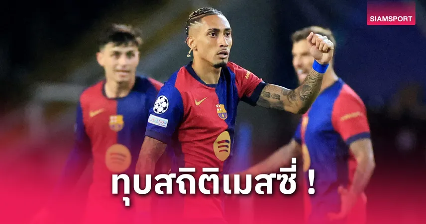ราฟินญ่า แซง เมสซี่! ทำสถิติมีส่วนร่วมประตูสูงสุดใน UCL ให้บาร์ซ่า