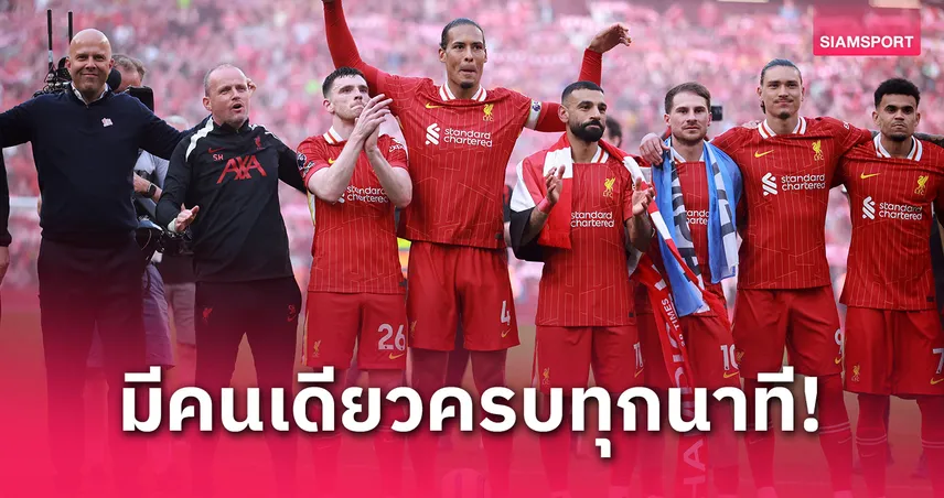 คนเดียวครบทุกนาที! ฟาน ไดค์ นำทัพ! 10 แข้งลิเวอร์พูลลงสนามมากสุดซีซั่นนี้