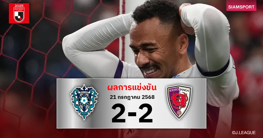 ผลบอล : อวิสป้า ฟุกุโอกะ โกงตายรัวสองลูกไล่เจ๊า เกียวโต ซังงะ ทดเจ็บ
