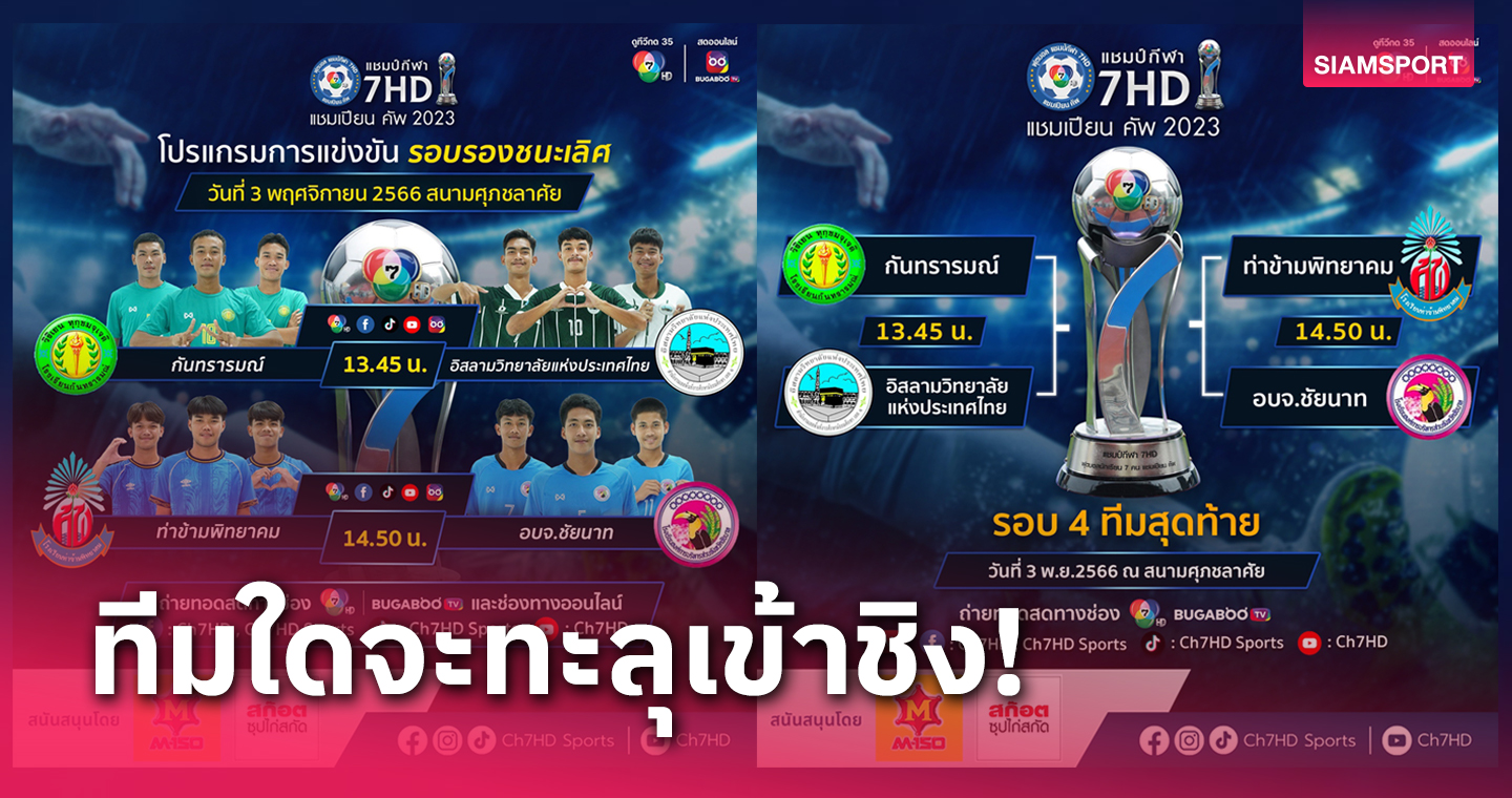 4 ทีมพร้อมดวลตัดเชือกบอลนักเรียน 7 คน แชมป์กีฬา 7HD วันที่ 3พ.ย.นี้