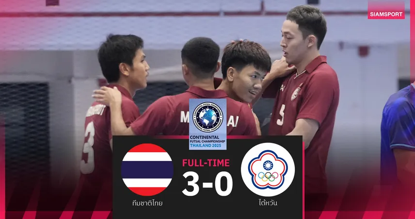 ฟุตซอลทีมชาติไทย ถล่ม ไต้หวัน 3-0 ประเดิมชัยศึก Continental 2025