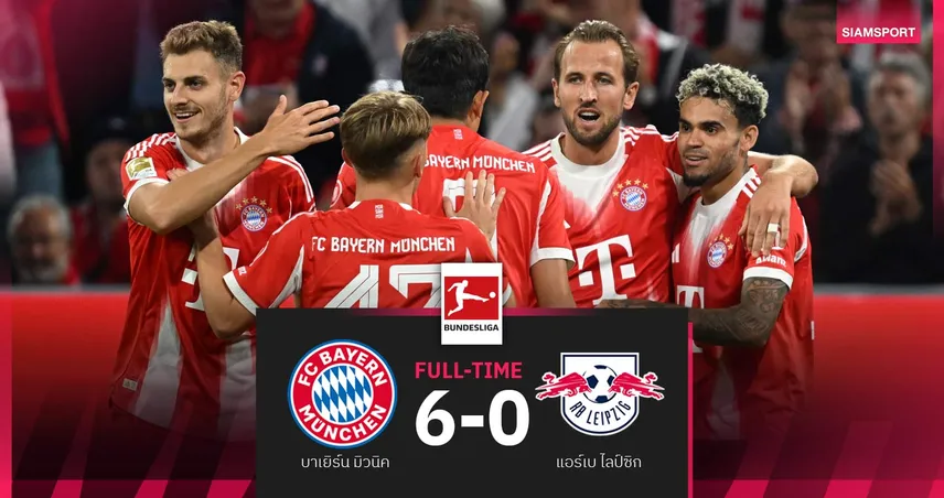 ผลบอล บาเยิร์น 6-0 ไลป์ซิก: แฮร์รี่ เคน แฮตทริก! เสือใต้โหดเปิดหัวยำครึ่งโหล