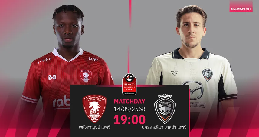 วิเคราะห์บอล พลังกาญจน์ พบ นครราชสีมา (14 ก.ย. 68) : ม้าเหล็กถึงเวลาเฮ