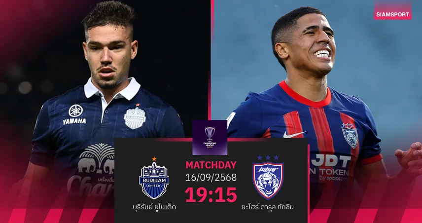 วิเคราะห์บอล บุรีรัมย์ ยูไนเต็ด พบ ยะโฮร์ (16 ก.ย. 68) : เปิดหัวนัดแรก ACL อีลิท