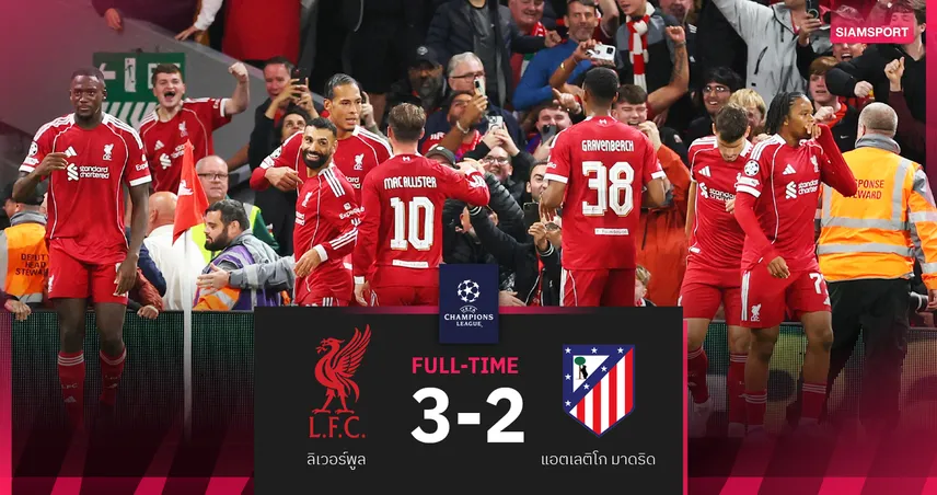 ผลบอล ลิเวอร์พูล 3-2 แอต.มาดริด : ฟาน ไดค์ โขกชัย 90+2 ส่งหงส์เฮเปิดหัว UCL