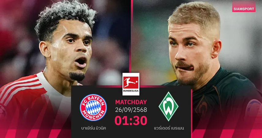 วิเคราะห์บอล บาเยิร์น มิวนิค vs เบรเมน 26 ก.ย. 68 : เสือใต้ฟอร์มดุ
