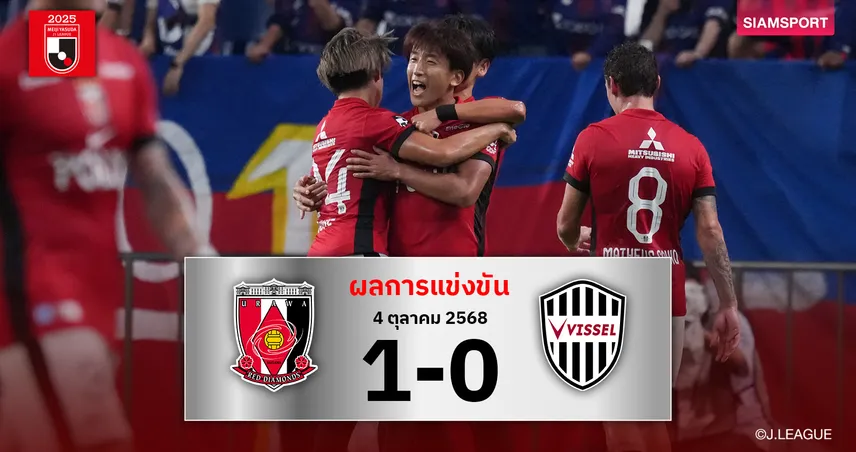 ผลบอล อุราวะ เรดส์ อัด วิสเซล โกเบ 1-0 ส่งแชมป์เก่าชวดจี้จ่าฝูง 