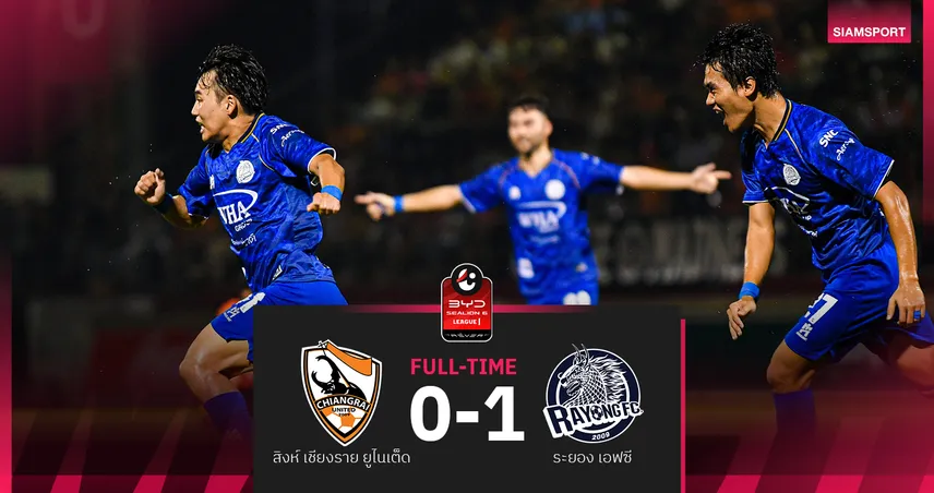 ระยอง เฮ2นัดติด บุกเชือด สิงห์ เชียงราย1-0 ยึดที่4 ศึก BYD SEALION 6 ลีกหนึ่ง