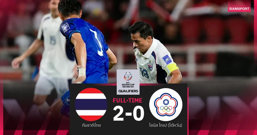 ทีมชาติไทย คืนฟอร์ม! อัด ไชนีส ไทเป 2-0 ศึกคัดเอเชียนคัพ 2027