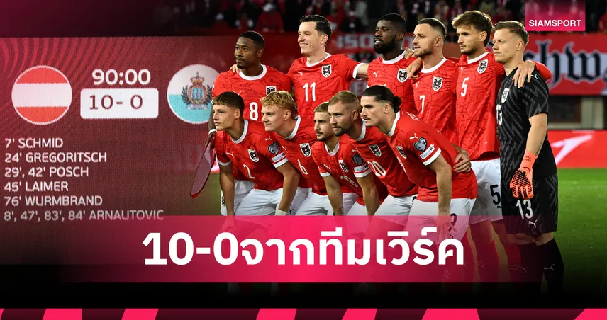 โปร 10 เดือน 10!แข้งเอาท์ฟิลด์ตัวจริง ออสเตรีย มีส่วนร่วมกับประตูทุกคน