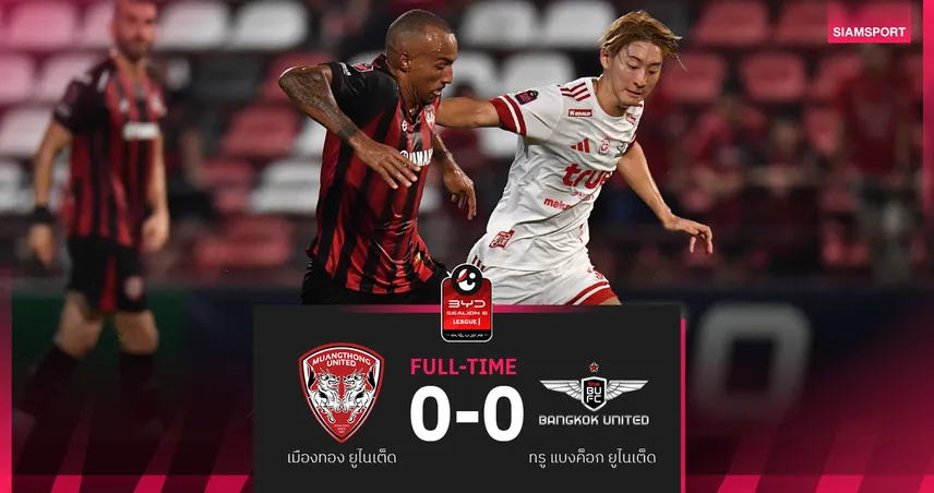 เมืองทอง เปิดบ้านเสมอ ทรู แบงค็อก 0-0 ทำแข้งเทพ ชวดทาบจ่าฝูง