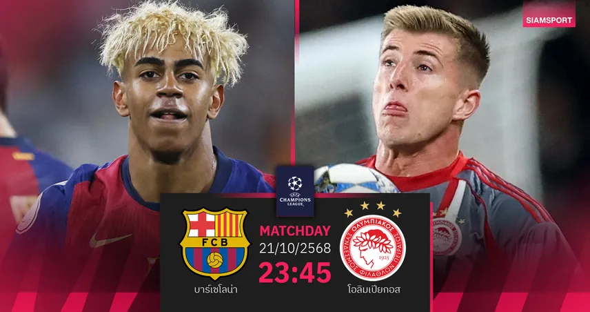 วิเคราะห์บอล บาร์เซโลน่า vs โอลิมเปียกอส 21 ต.ค. 68 : บาร์ซ่าลุ้นคว้าชัย 2 นัดติด