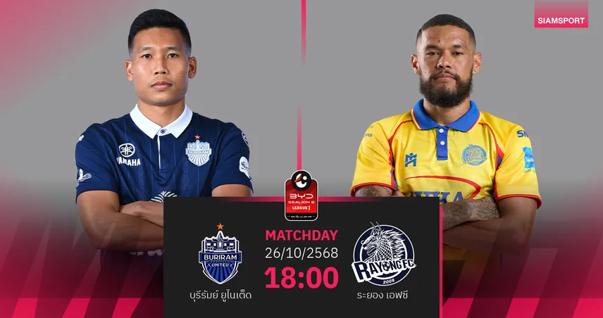 วิเคราะห์บอล บุรีรัมย์ พบ ระยอง (26 ต.ค. 68) : ระยองท้าชนจ่าฝูง!