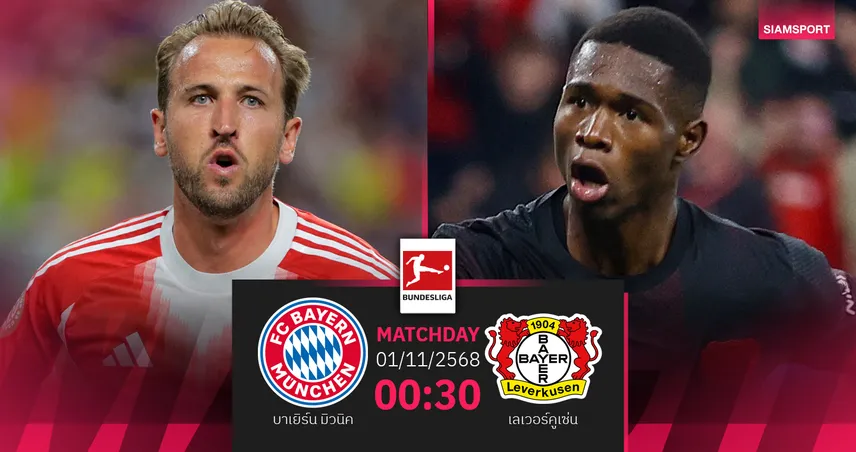 วิเคราะห์บอล บาเยิร์น vs เลเวอร์คูเซ่น 1 พ.ย. 68 : เสือใต้สานต่อฟอร์มร้อน