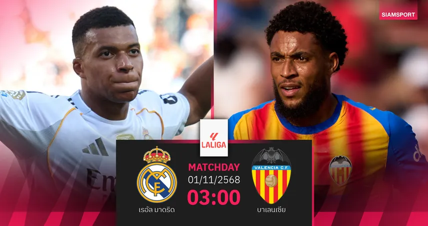 วิเคราะห์บอล เรอัล มาดริด vs บาเลนเซีย 1 พ.ย. 68 : ราชันชุดขาวลุ้นชนะ 4 นัดติด