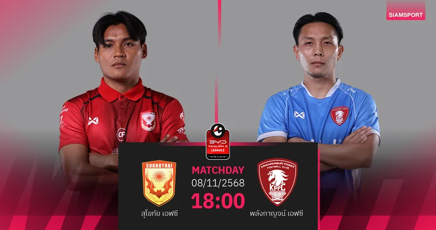 วิเคราะห์บอล สุโขทัย พบ พลังกาญจน์ (8 พ.ย. 68) : เจ้าถิ่นมีลุ้นเฮ!