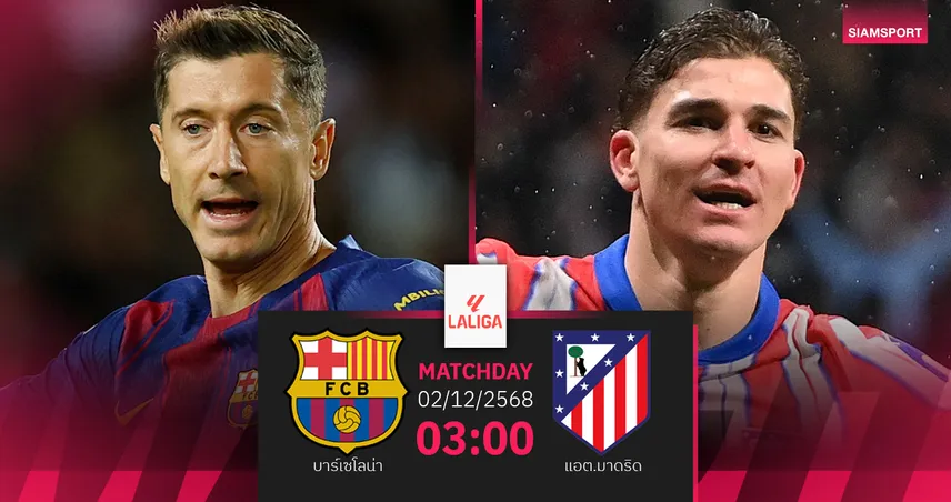 วิเคราะห์บอล บาร์เซโลน่า vs แอต.มาดริด 2 ธ.ค. 68 : ศึกใหญ่แย่งจ่าฝูงลาลีกา