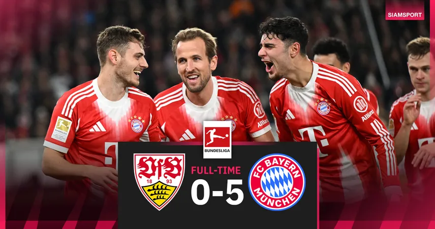 ผลบอล สตุ๊ตการ์ต 0-5 บาเยิร์น! เคนลงสำรองรัวแฮตทริก