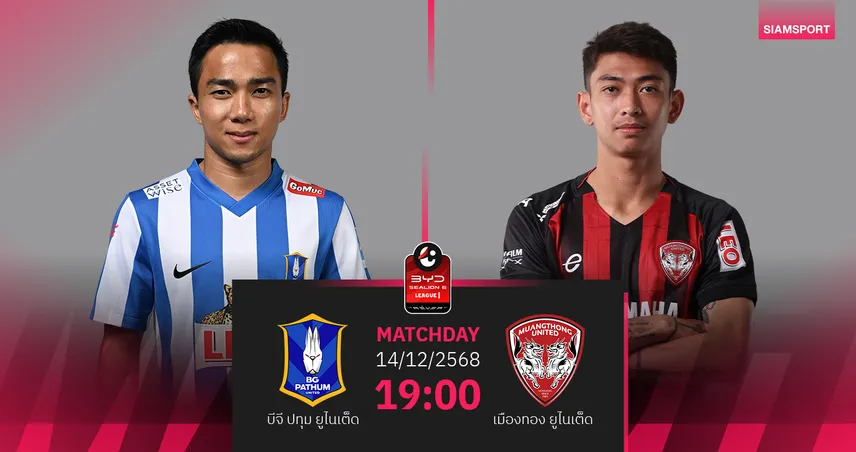 วิเคราะห์บอล บีจี ปทุม พบ  เมืองทองฯ (14 ธ.ค. 68) : บีจี เด็ดขาดกว่า