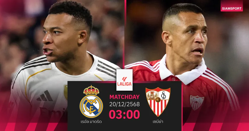 วิเคราะห์บอล เรอัล มาดริด vs เซบีย่า 20 ธ.ค. 68 ราชันบังคับชนะจี้จ่าฝูง