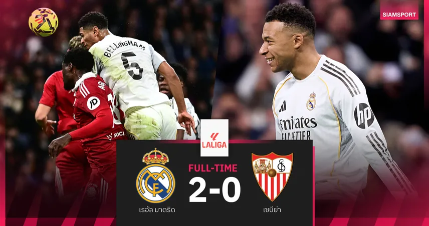 ผลบอล เรอัล มาดริด 2-0 เซบีย่า : ราชันฉลองชัยส่งท้ายปี! เก็บสามแต้มจี้กดดันจ่าฝูง บาร์ซ่า 