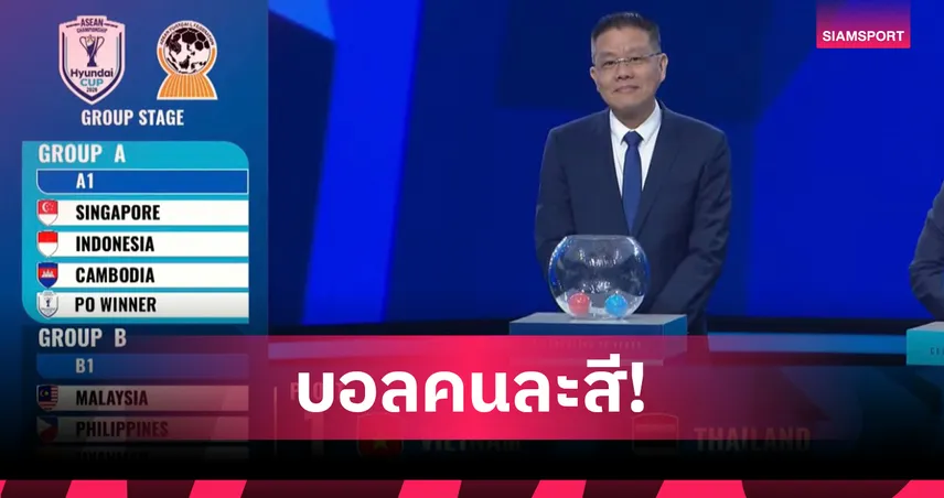 AFF แจงเหตุโถ 1 ไทย-เวียดนาม ใช้ลูกบอลต่างสี จับสลากอาเซียน คัพ 2026