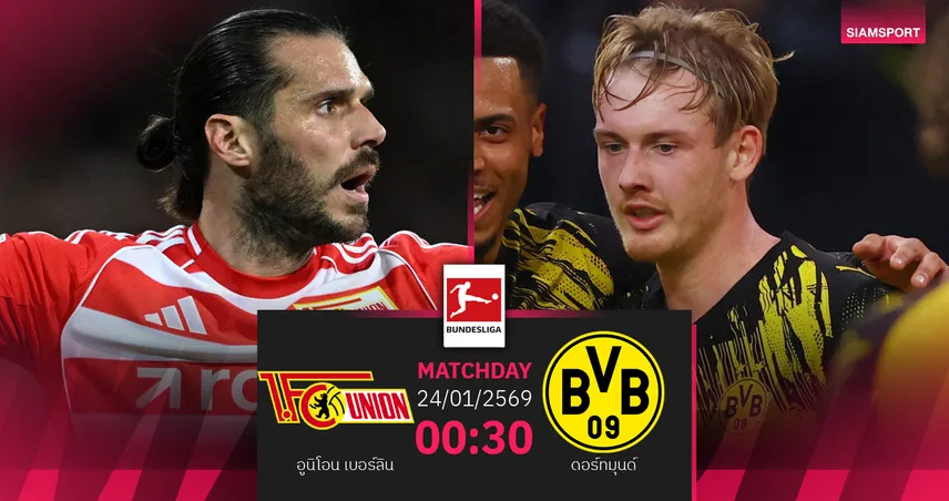 วิเคราะห์บอล อูนิโอน เบอร์ลิน vs ดอร์ทมุนด์ 24 ม.ค. 69 : เสือเหลืองลุ้นยึดท็อป 4