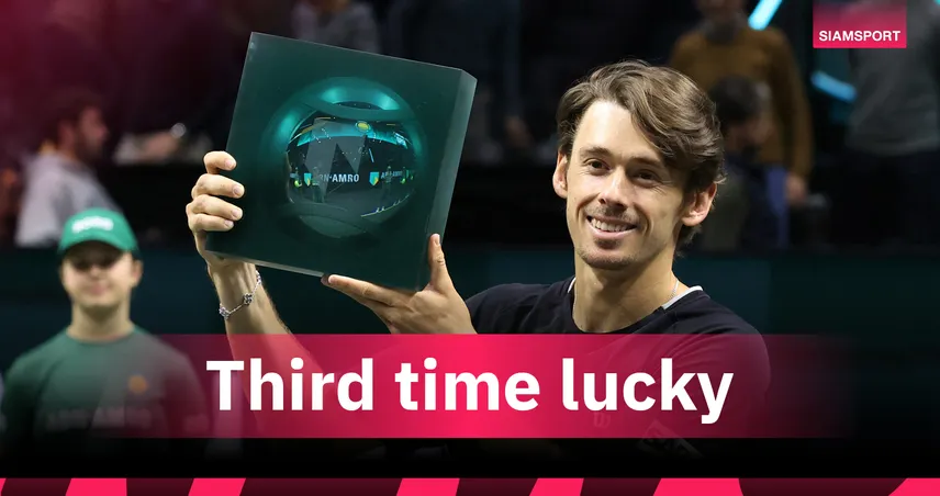 "เดอ มินอร์" ถล่ม "อาลียาซิม" ยับ 2 เซตรวด ผงาดคว้าแชมป์เทนนิสร็อตเตอร์ดัมหนแรก