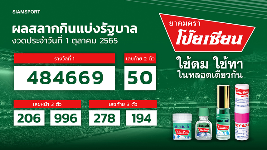 ผลสลากกินแบ่งรัฐบาล งวดประจำวันที่ 1 ตุลาคม 2565